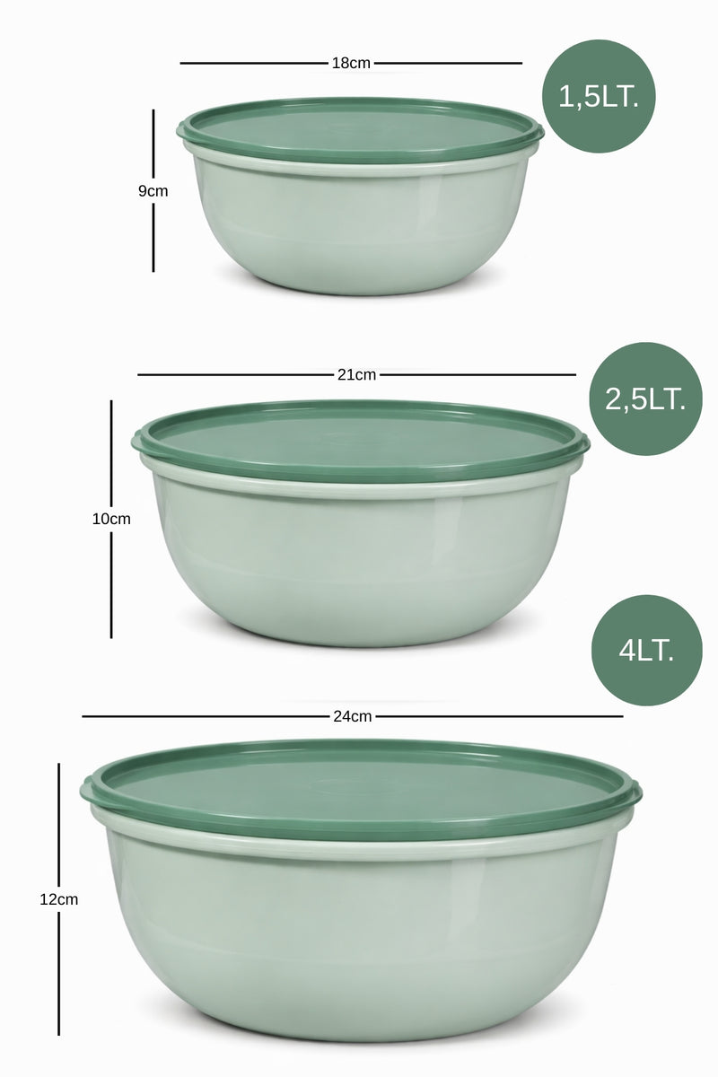 Set de 3 Boîtes de Conservation Rondes – 1,5 L + 2,5 L + 4 L