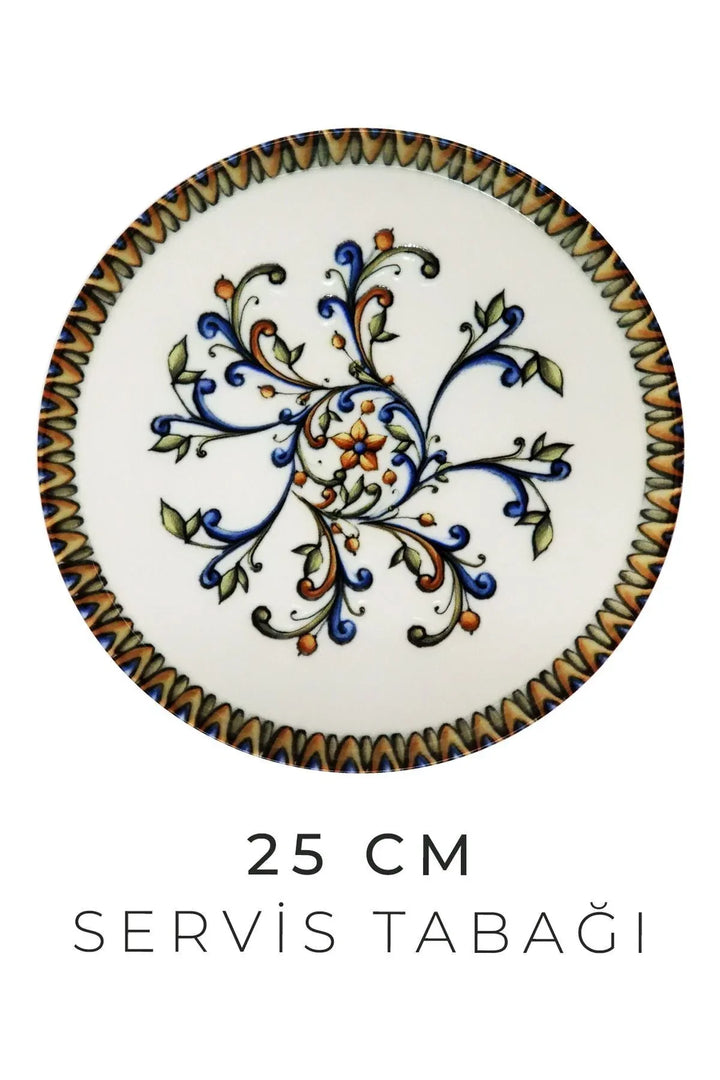 Service de table en porcelaine New Bone « Baroque Printemps » 24 pièces pour 6 personnes – Assiettes, bols à soupe et plats de service