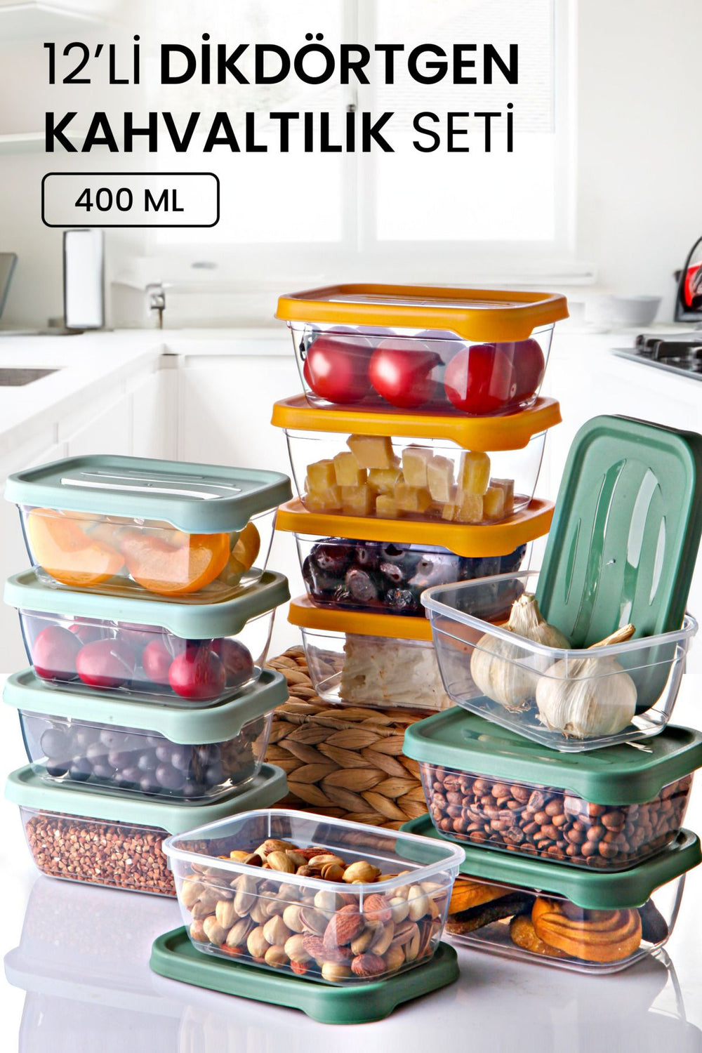 Set de 12 boîtes de rangement rectangulaires 400 ml Aura – Set pour petit-déjeuner