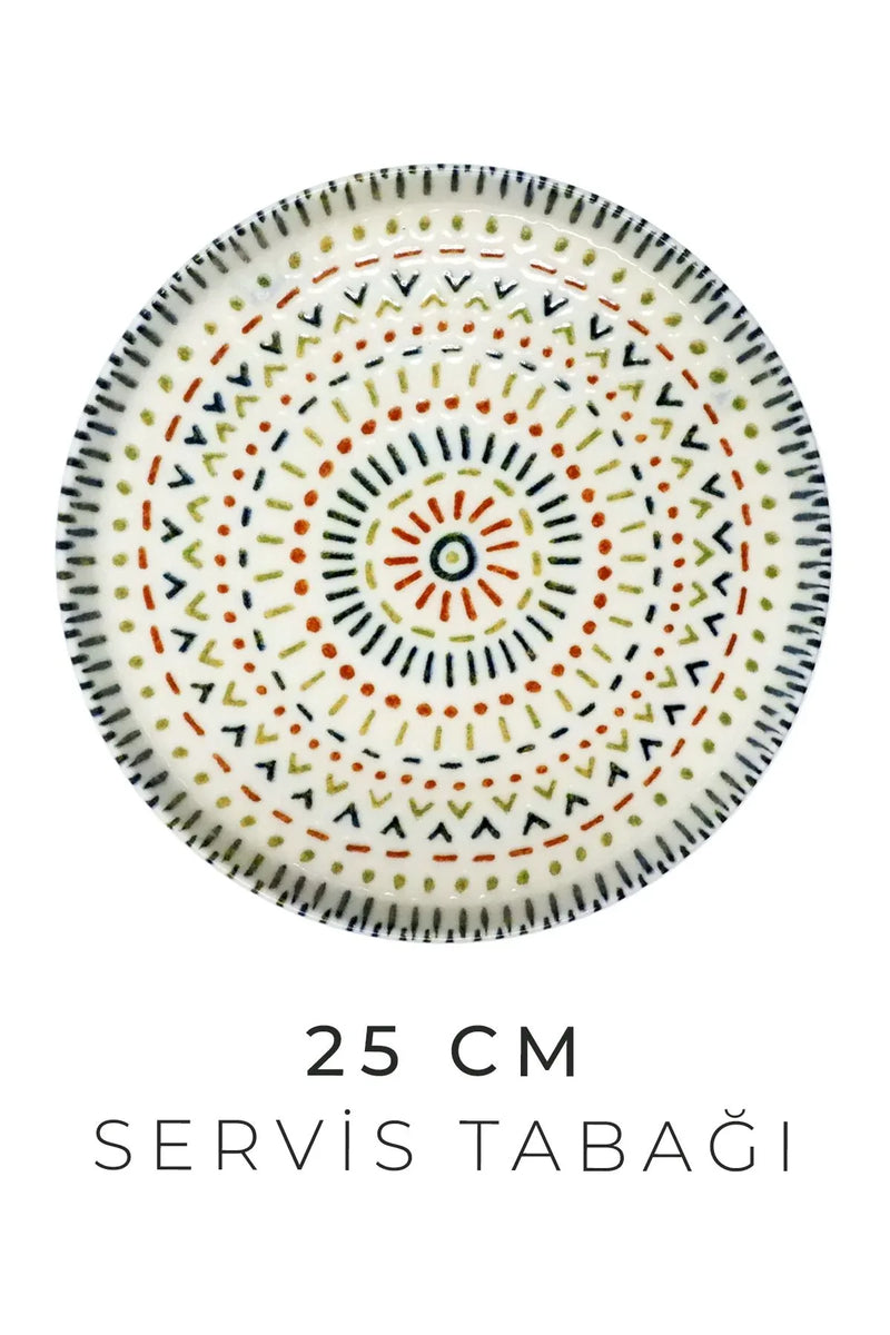 <tc>طقم عشاء من البورسلين - ١٨ قطعة - ل ٦ اشخاص - بتصميم ماندالا</tc>