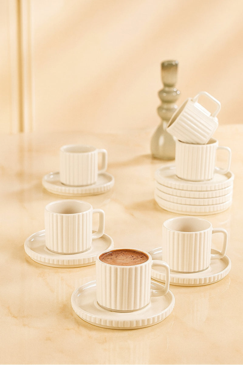 Service à Café Saturn en Porcelaine 12 Pièces pour 6 Personnes
