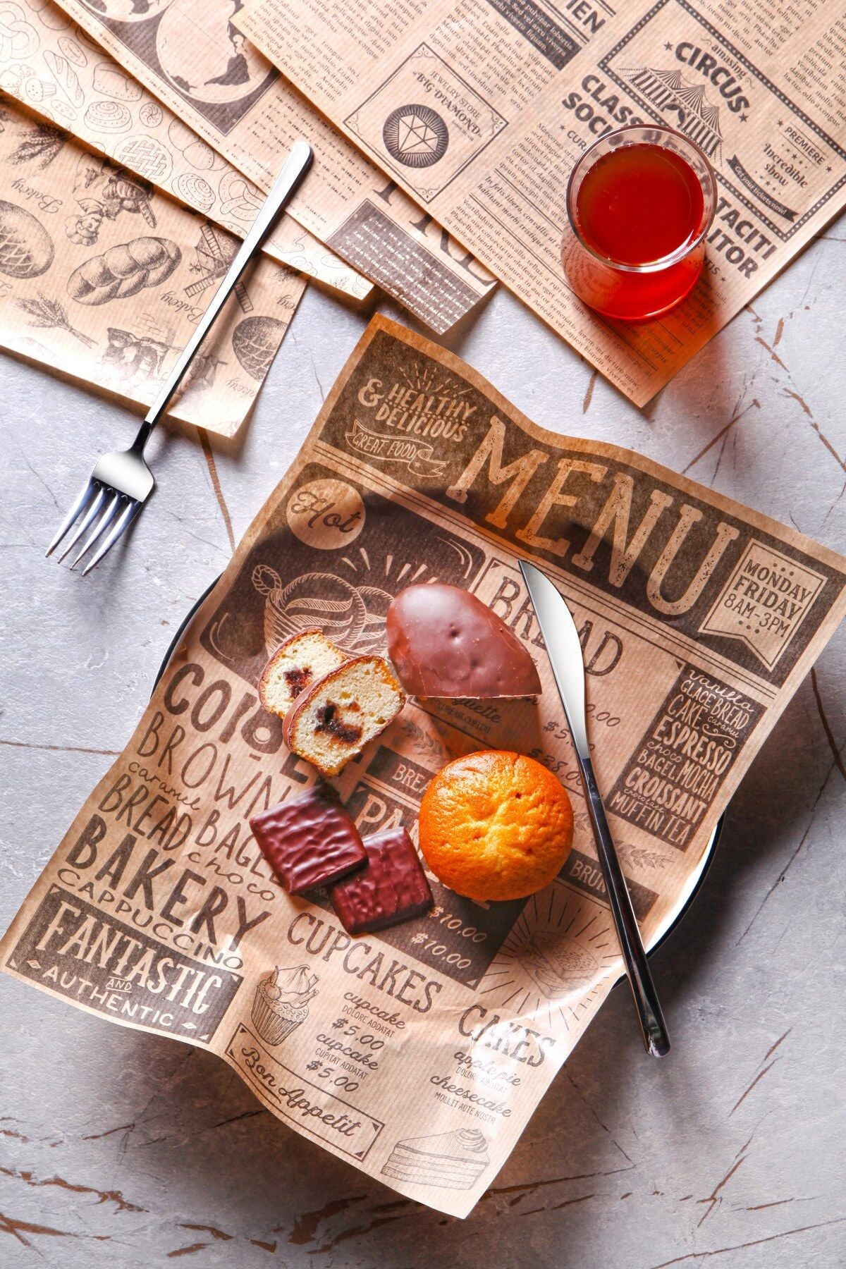 60'lı Karışık Desenli Lüx Yağlı Sunum Kağıdı - Sunumluk - Justyol