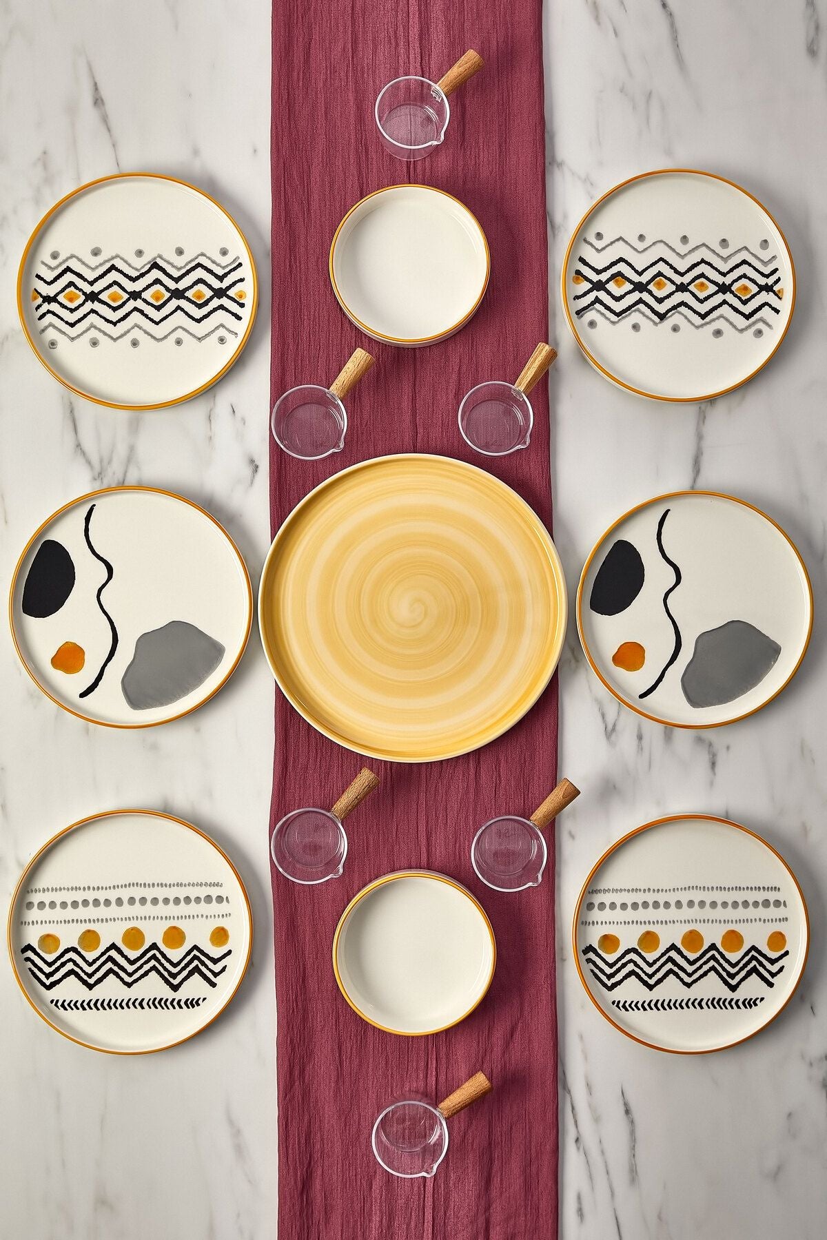 Service petit-déjeuner empilable 6 personnes 15 pièces – Set de présentation luxe avec coupelles