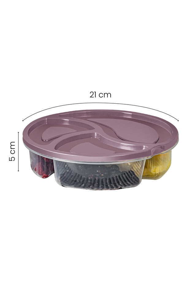 Lot de 2 Boîtes Alimentaires Rondes 3 Compartiments 1,2 L