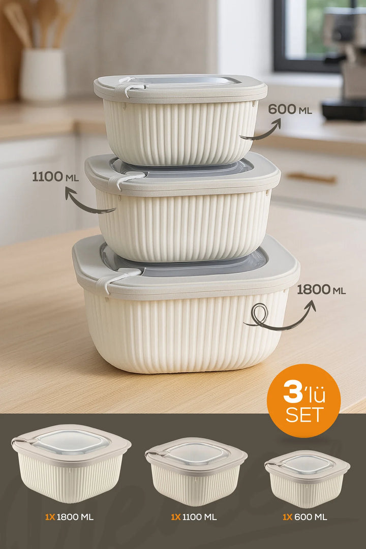 Lot de 3 boîtes de conservation vertes avec couvercle VIP – Compatibles micro-ondes et congélateur