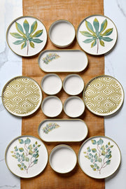 Service petit-déjeuner empilable Güz Yaprak – 14 pièces pour 6 personnes – Set de présentation luxe pour petit-déjeuner
