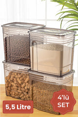 <tc>Set de 4 boîtes de conservation alimentaires Strip méga format 5,5 litres – anthracite</tc>