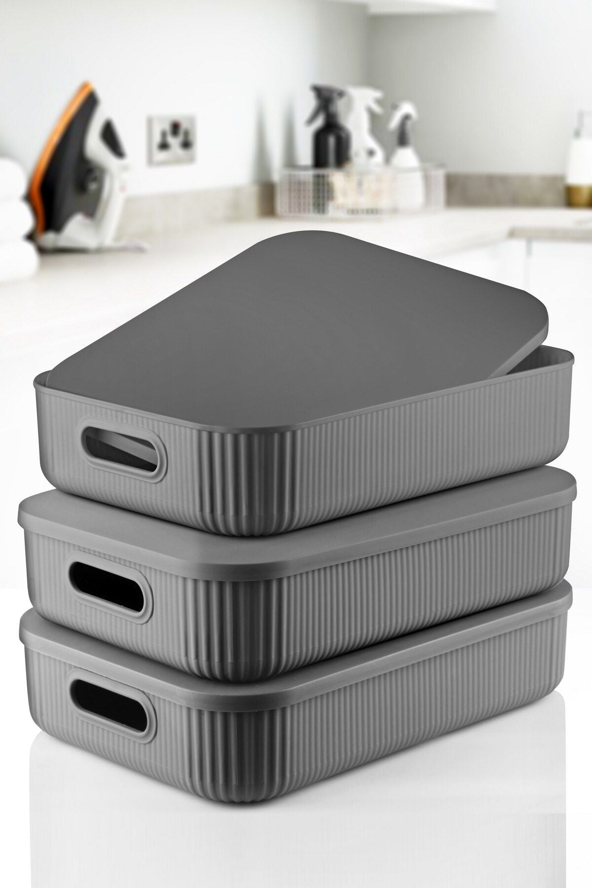 3'Lü Set Çok Amaçlı Dekoratif Düzenleyici Depolama Kutusu 6,8LT - Justyol