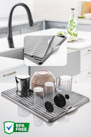 Pratik Lavabo Tezgah Üstü Bulaşık Kurutmalığı - Durulama Seti - Justyol