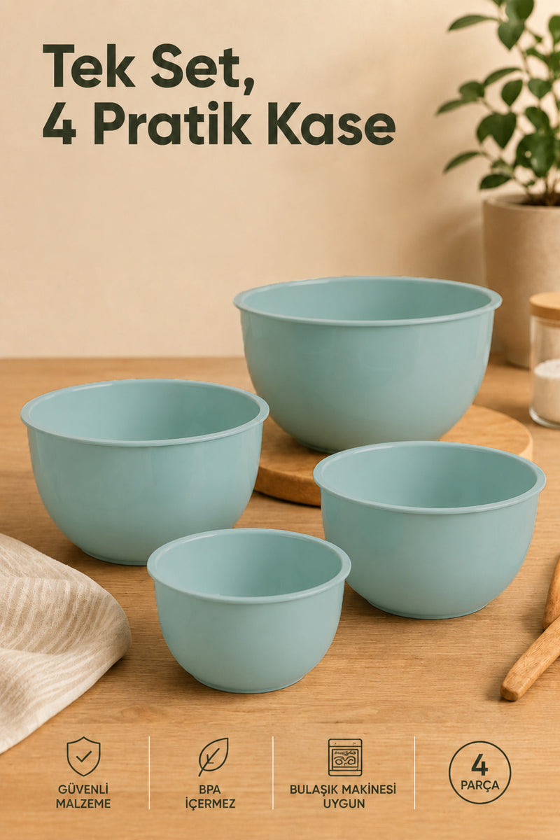 Lot de 4 Bols de Préparation et Mélange – 1 L, 1,5 L, 2,3 L et 3,3 L