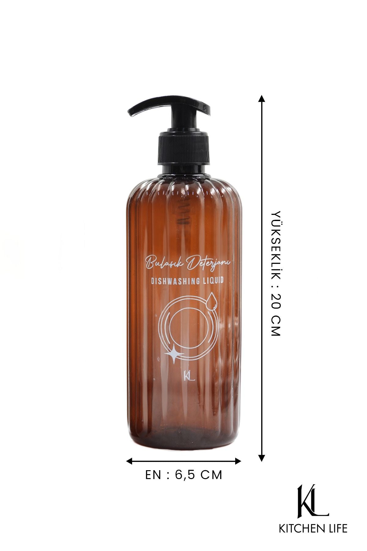 Slikon Fırçalı Amber Tezgah Üstü Sıvı Sabunluk Takımı - Temizlik Seti