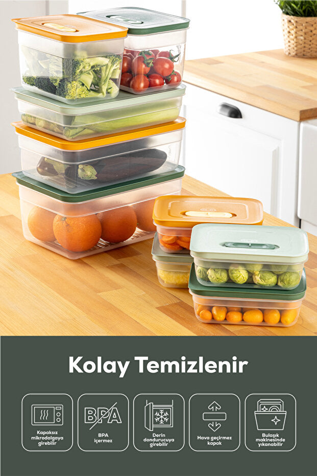 Lot de 6 Boîtes de Conservation pour Fruits et Légumes avec Aération