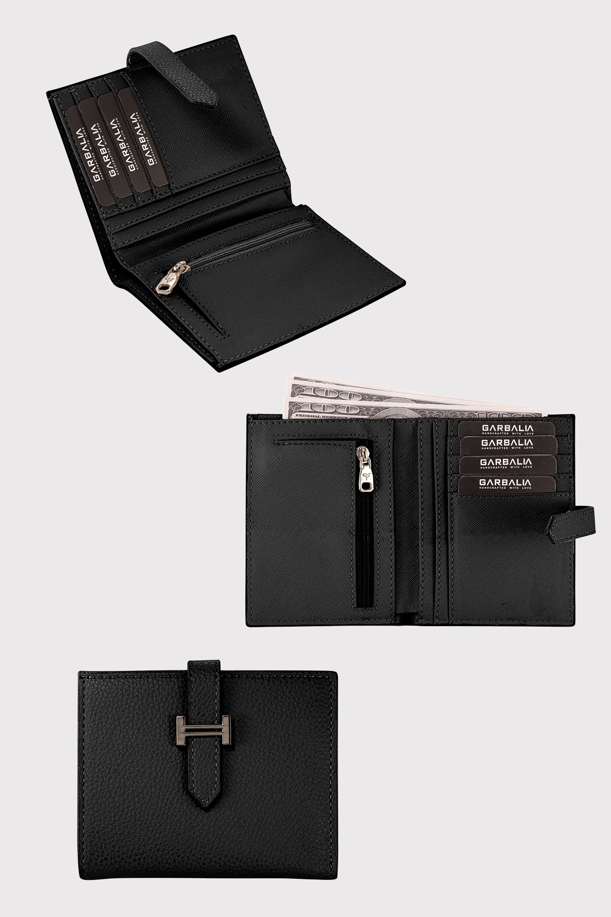 Porte-cartes femme zippé avec porte-monnaie et fermeture à sangle – Helsinki