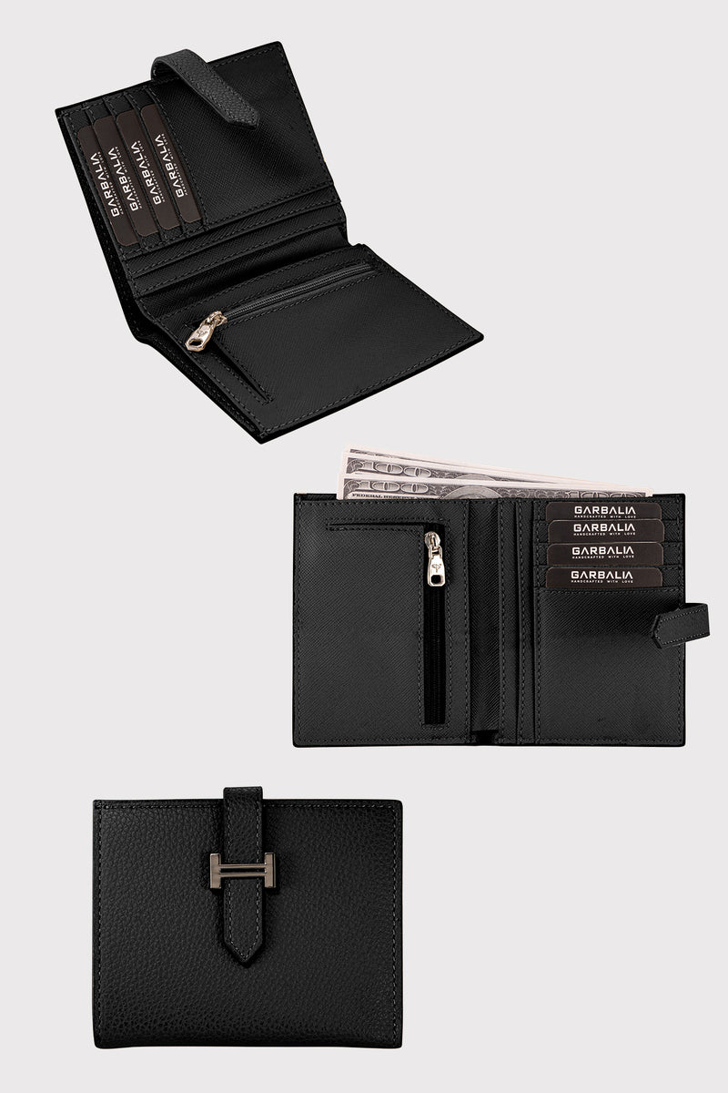 Porte-cartes femme zippé avec porte-monnaie et fermeture à sangle – Helsinki