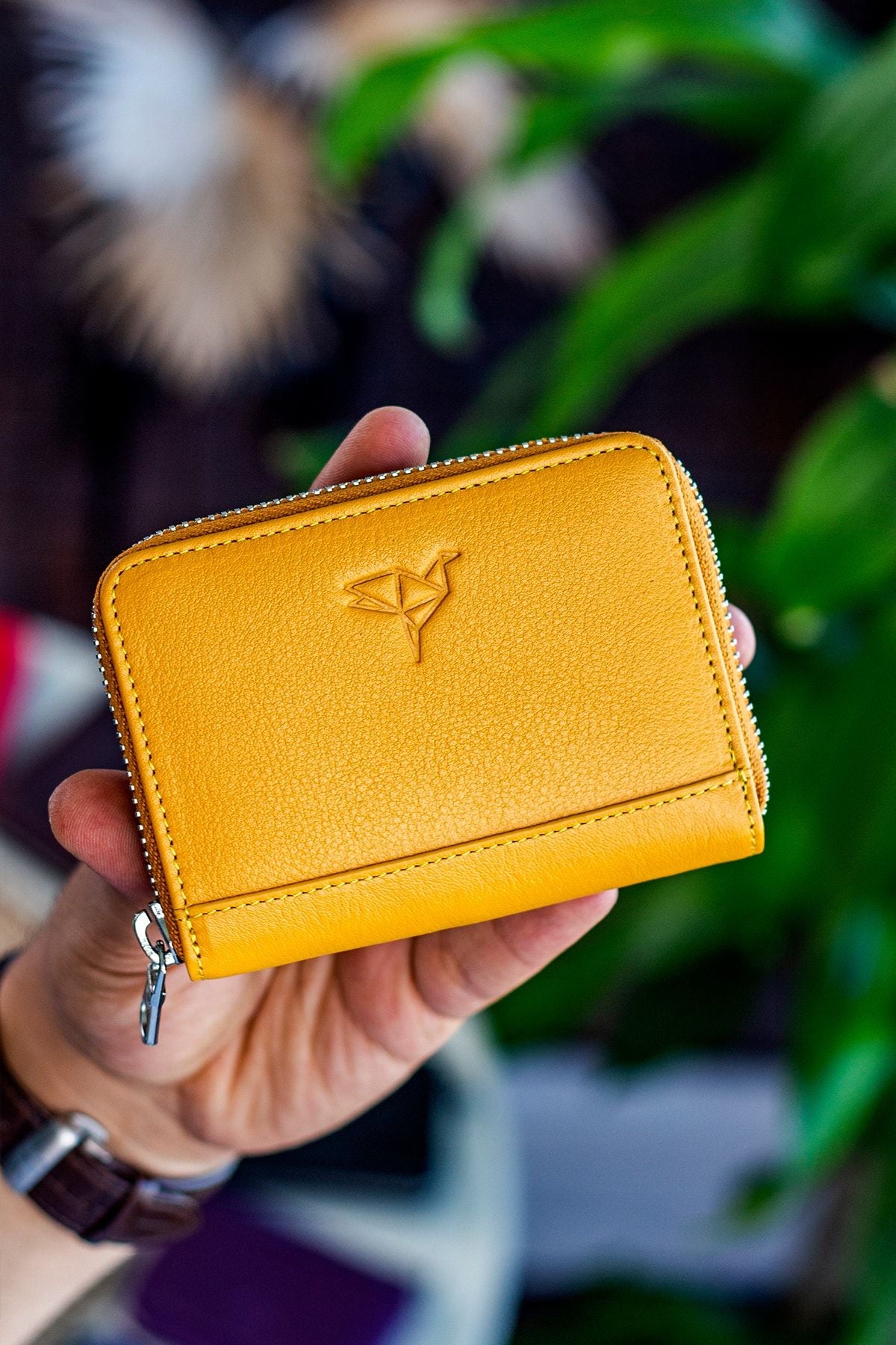 Sydney Hakiki Deri Bozuk Para Gözlü Fermuarlı Unisex Crazy Taba Cüzdan - Justyol