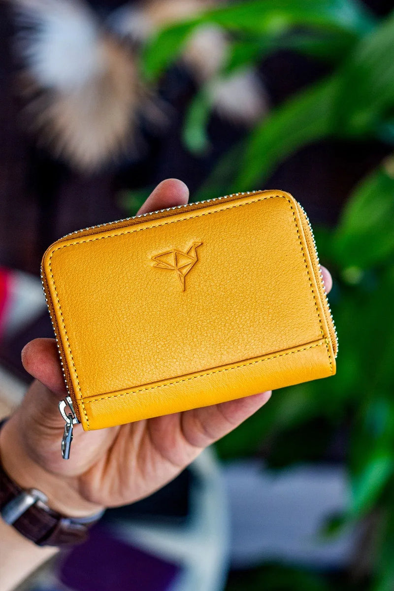 Portefeuille unisexe en cuir véritable Crazy Leather zippé avec porte-monnaie – Taba Sydney