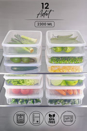 Boîtes de conservation réfrigérateur et micro-ondes 12 pièces 2300 ml – Organisateur pratique cuisine