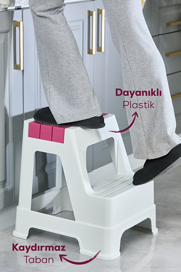 Tabouret Marchepied en Plastique Antidérapant à 2 Marches – Usage Domestique