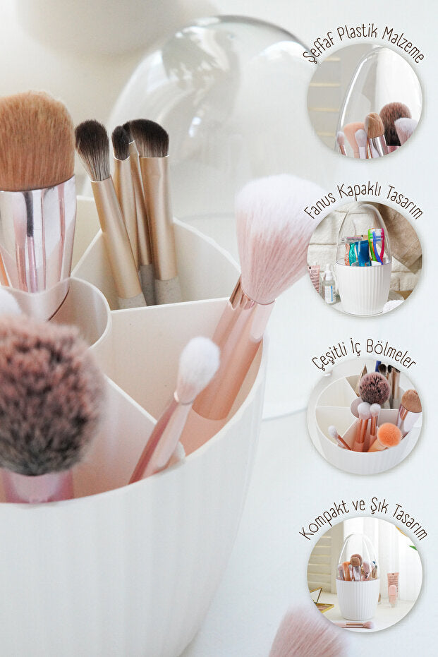 Lot de 2 Organisateurs de Maquillage 7 Compartiments avec Couvercle