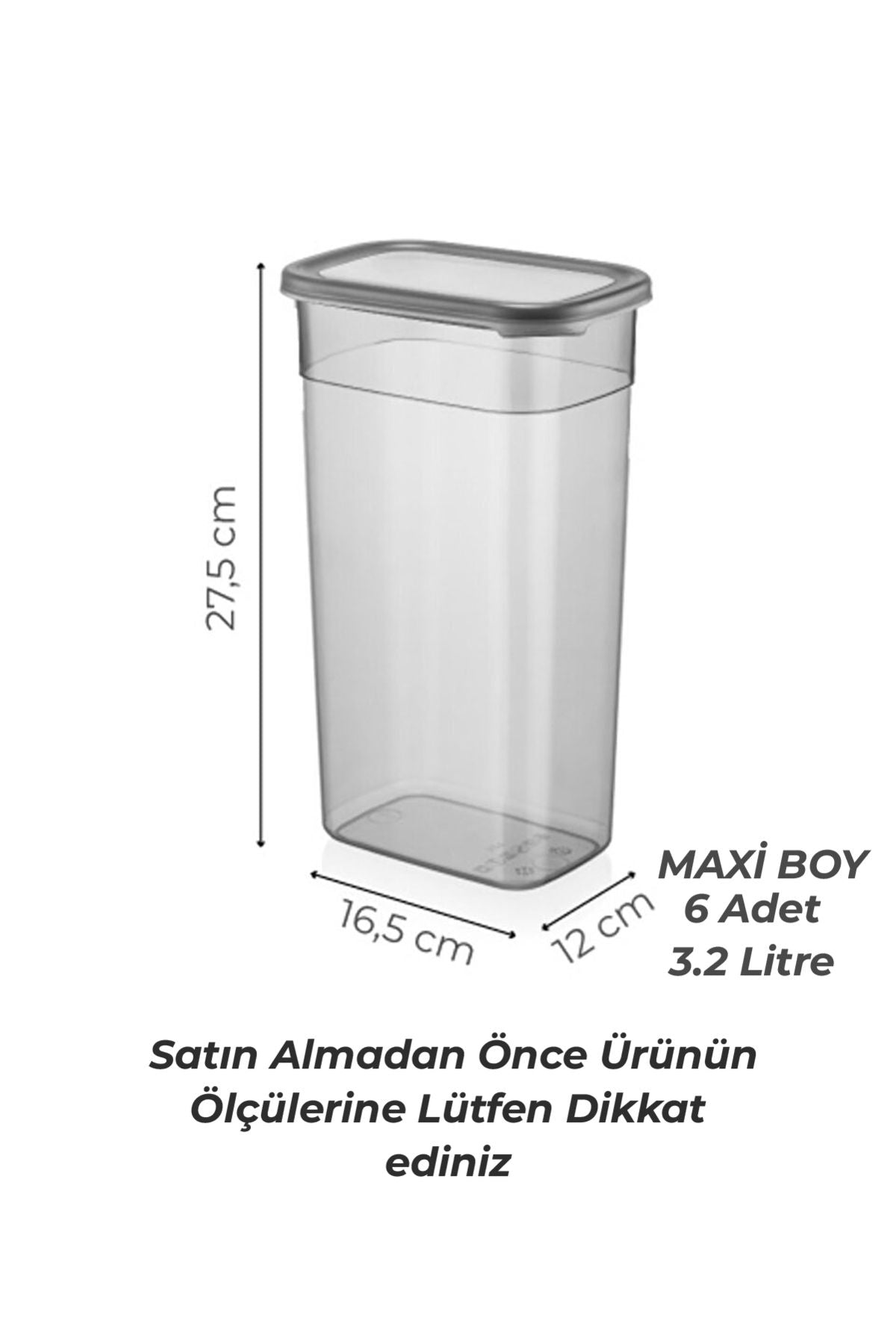 6'lı Mega Boy Etiketli Dikdörtgen Erzak Saklama Kabı Seti 3200ml Çay Şeker Saklama Kabı 3.2 Litre