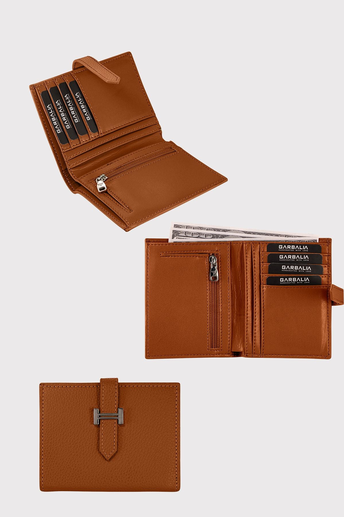 Helsinki Dıştan Kemer Kapamalı Fermuarlı Bozuk Para Gözlü Kadın Kartlık Cüzdan - Justyol