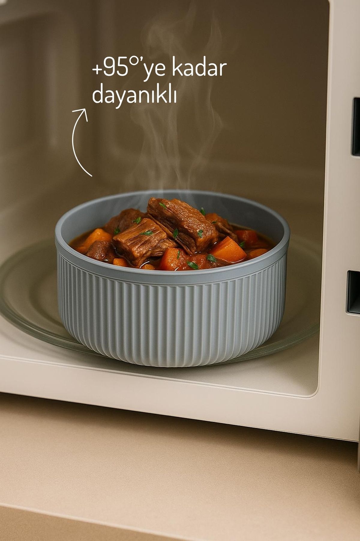 4'lü Set Çizgili, Yuvarlak Saklama Kabı Seti / 2,5lt.- 1,5lt.- 0,80lt.- 0,45lt. JHome