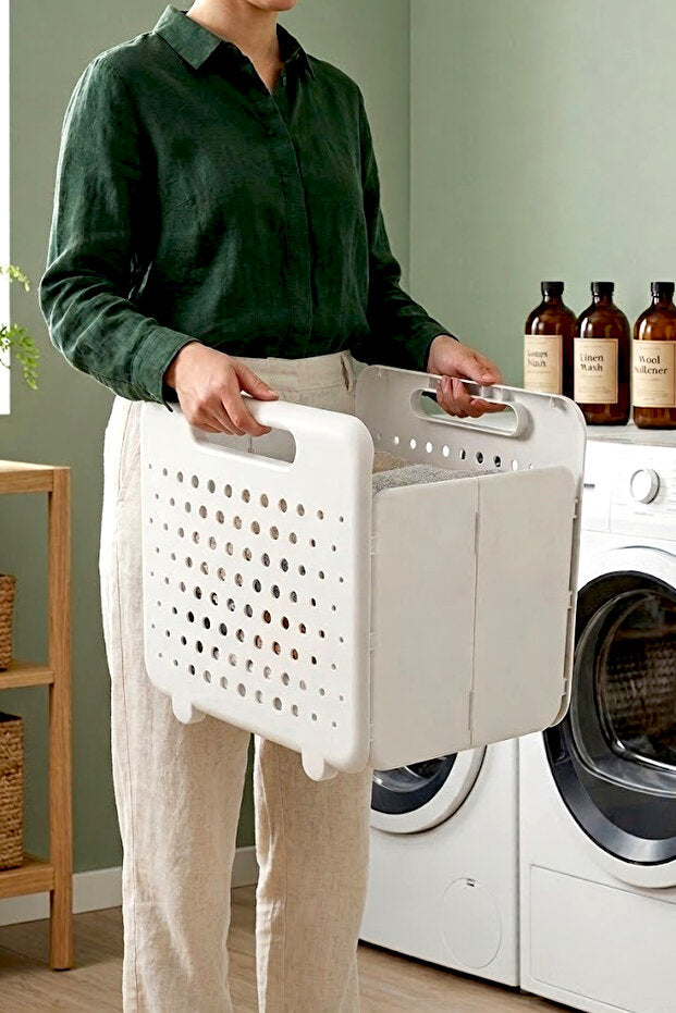 Panier à Linge Pliable 32 L Multifonction avec Poignées