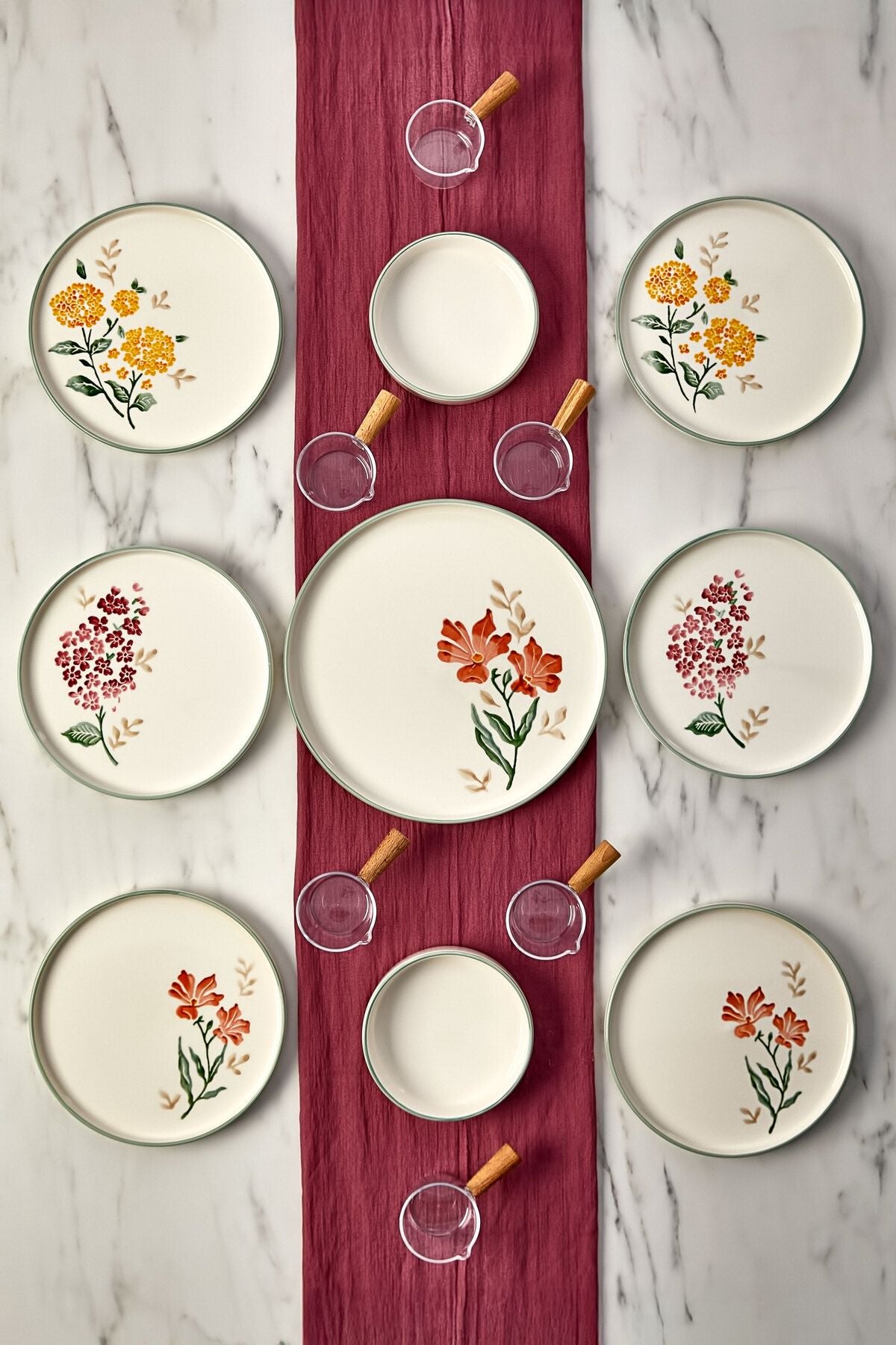 Service petit-déjeuner en céramique 6 personnes – Design rond moderne et durable