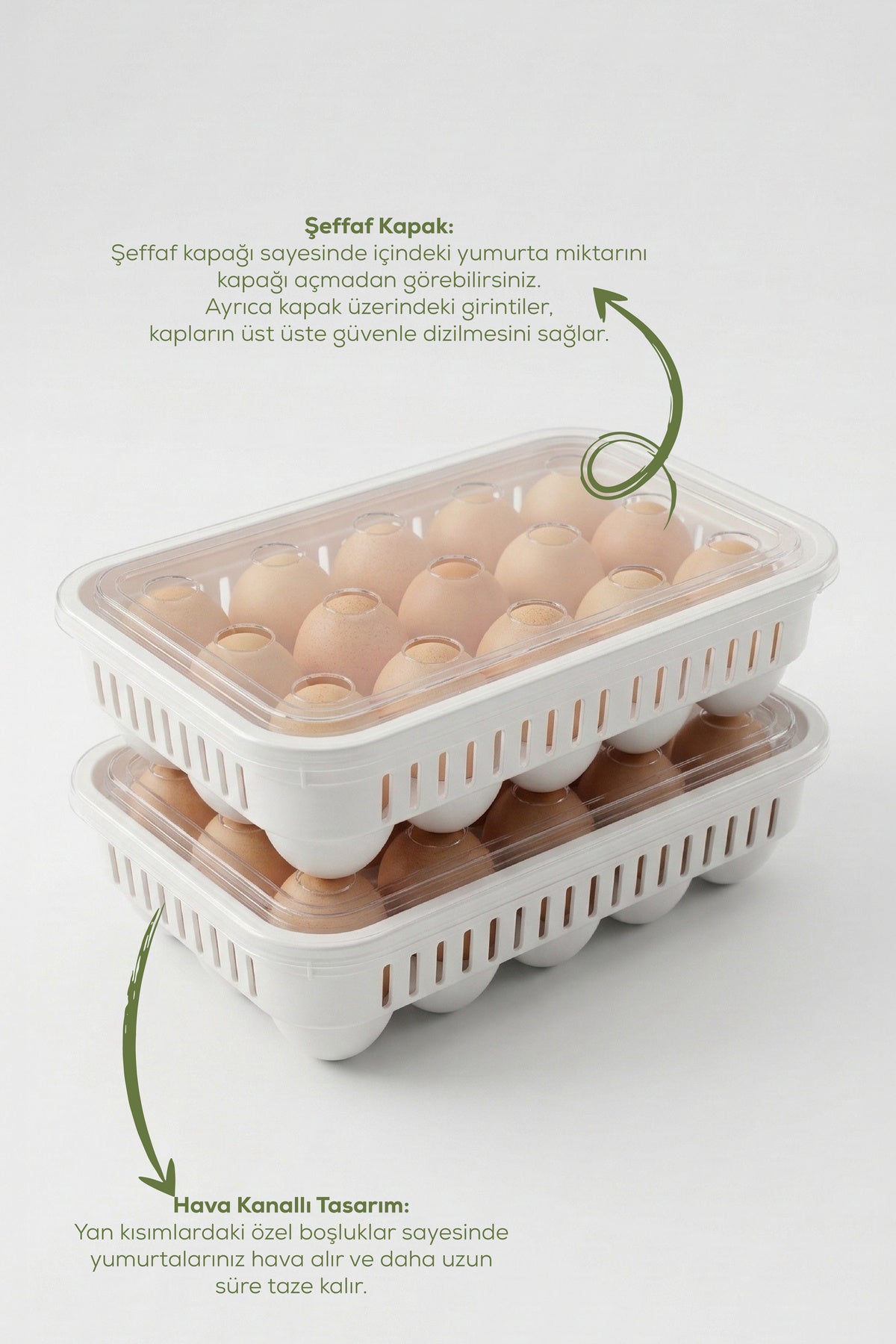 Lot de 2 Boîtes de Rangement pour 30 Œufs avec Couvercle Transparent – Organisateur de Réfrigérateur