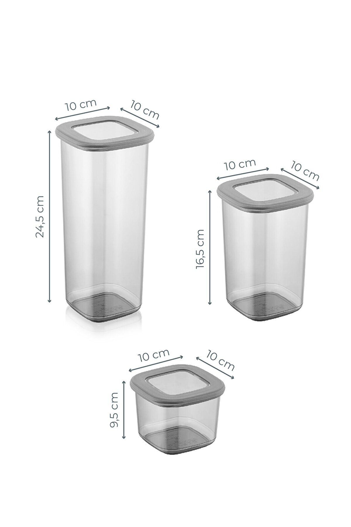 24'lü Silikon Kapaklı Etiketli Kare Erzak Saklama Kabı Seti X8(550ML - 1200ML - 1750 ML) Hava Almaz - Justyol