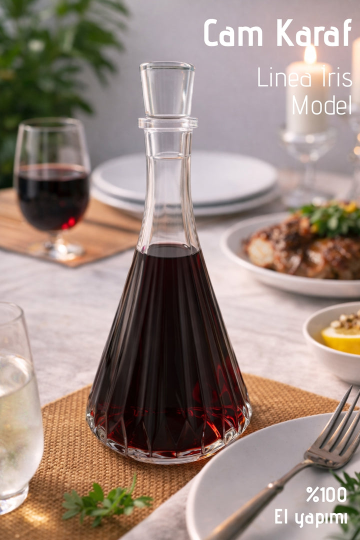 Carafe en Verre Artisanale Linea Iris avec Couvercle – 1 Litre