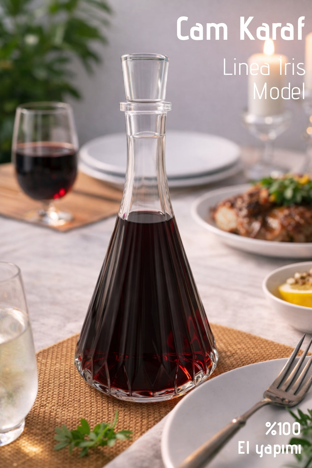 Carafe en Verre Artisanale Linea Iris avec Couvercle – 1 Litre