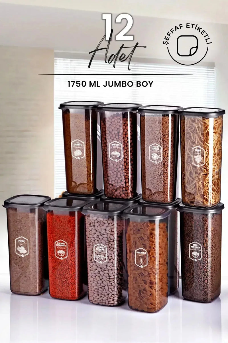 Set de 12 bocaux carrés de conservation 1700 ml