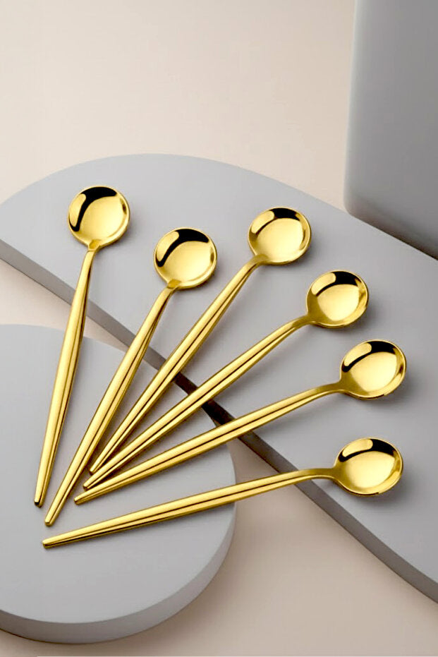 Lot de 6 Cuillères à Thé Luxe Dorées