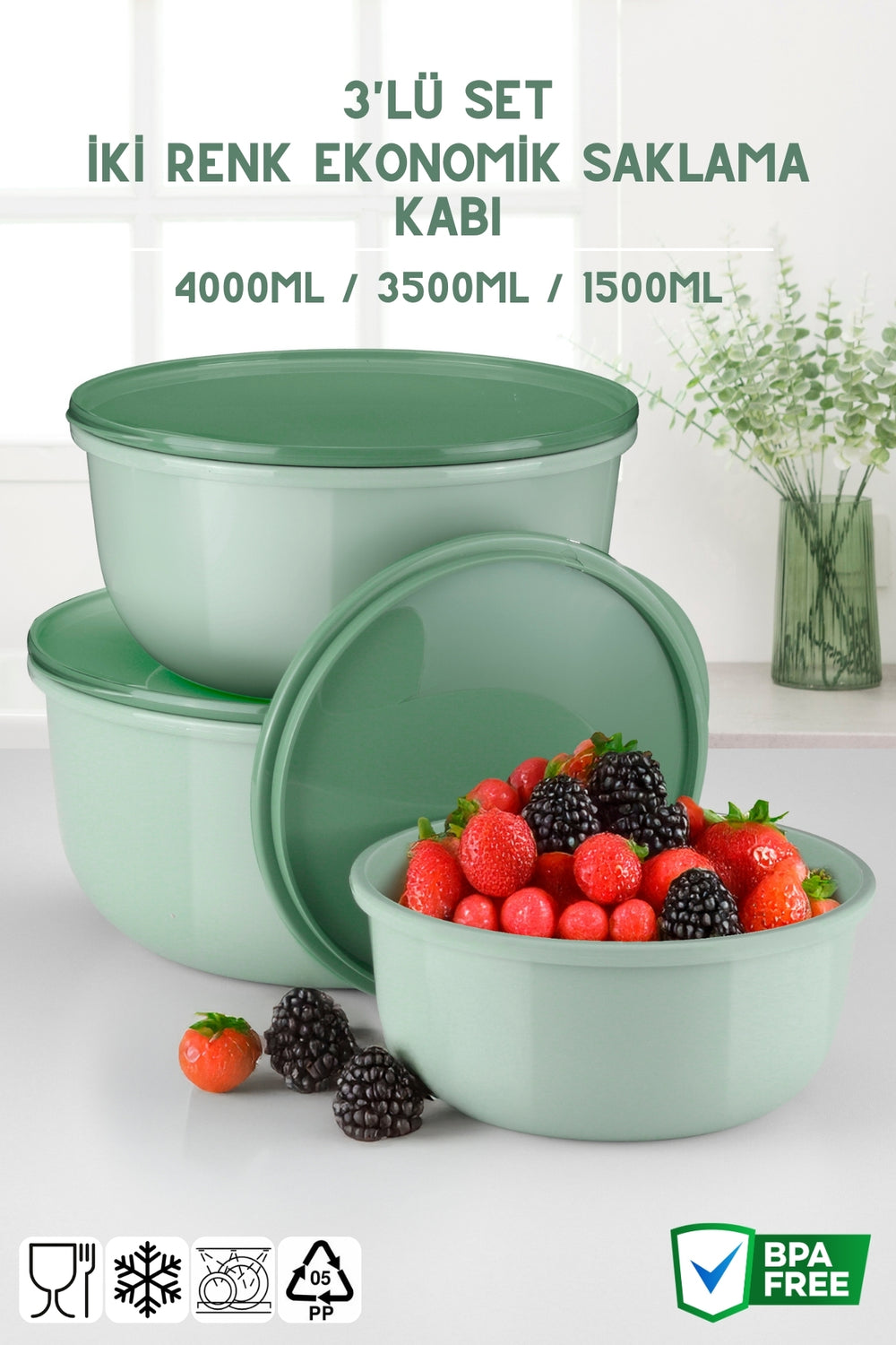 Set de 3 Boîtes de Conservation Rondes – 1,5 L + 2,5 L + 4 L