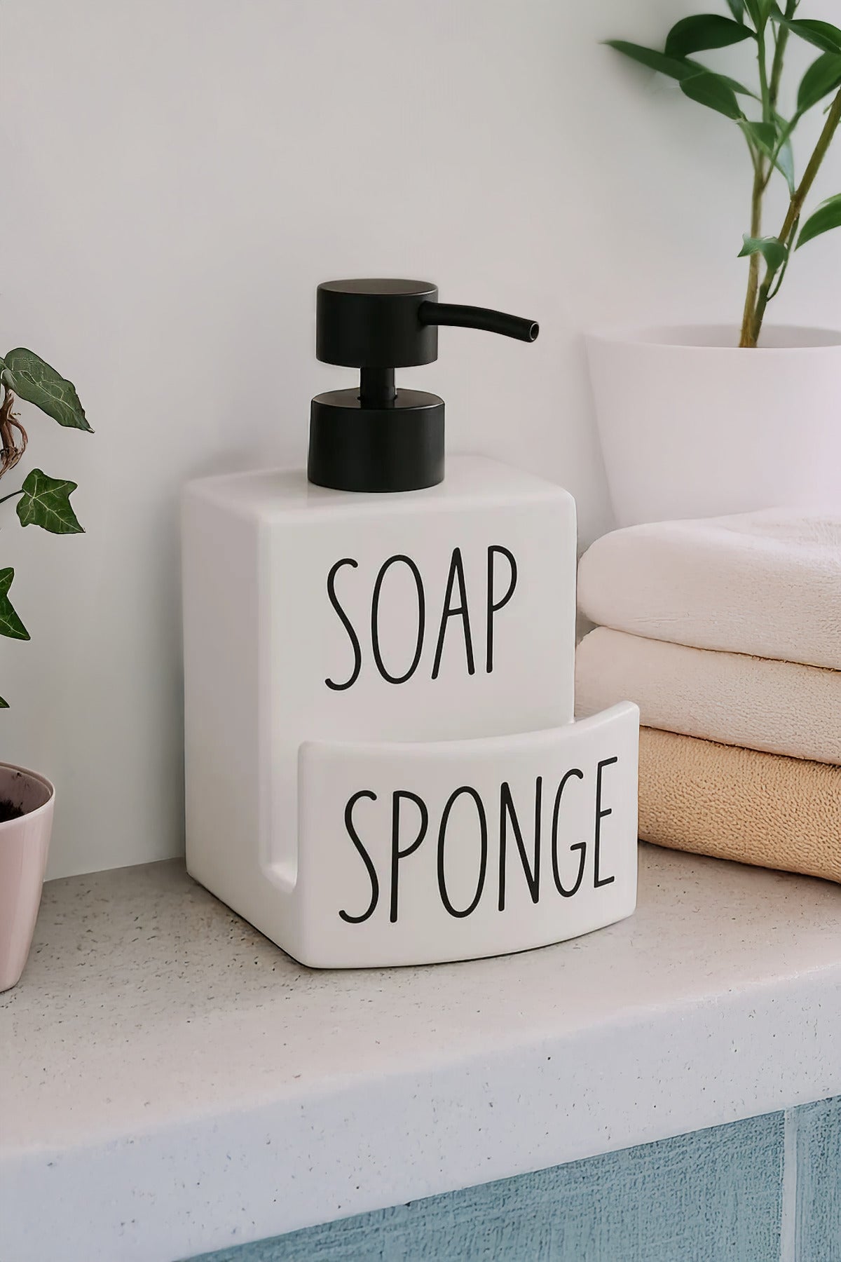 Distributeur de Savon Liquide avec Porte-Éponge