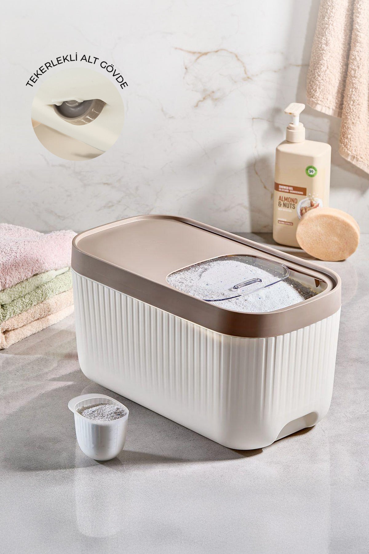 Lot de 2 Boîtes de Conservation à Roulettes avec Doseur 12 L
