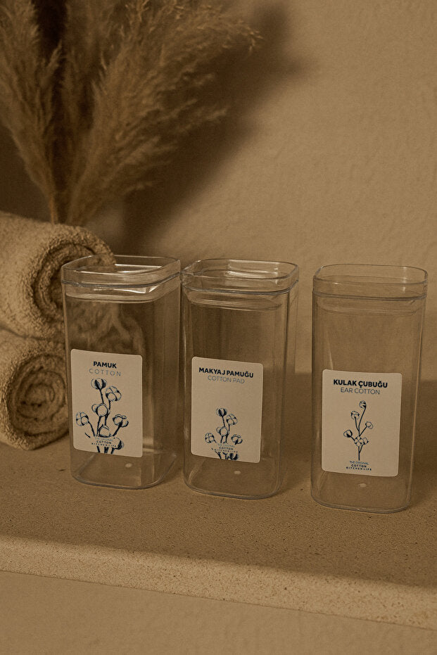 Set de 3 Boîtes de Rangement Salle de Bain avec Couvercles