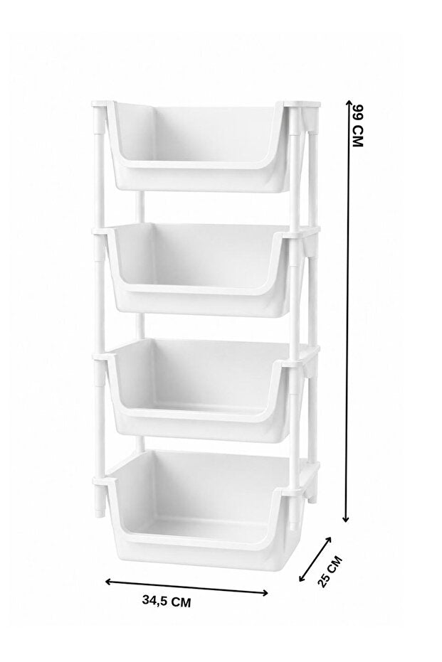 Étagère de Rangement 4 Niveaux Multifonction