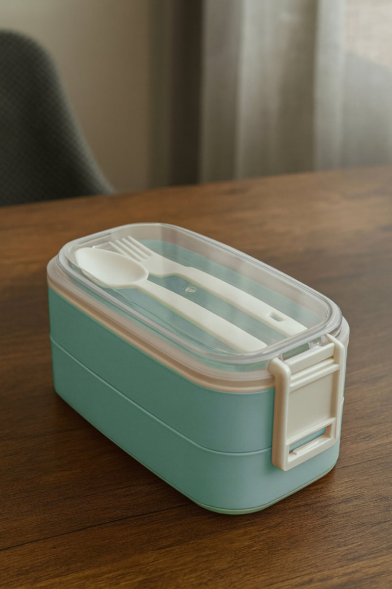 Boîte Repas 2 Étages avec Couverts – Lunch Box Hermétique Réutilisable