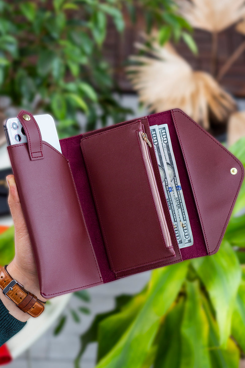 Enveloppe Téléphone et Boîtes de Pièces - Cuir Synthétique, Design Élégant et Pratique