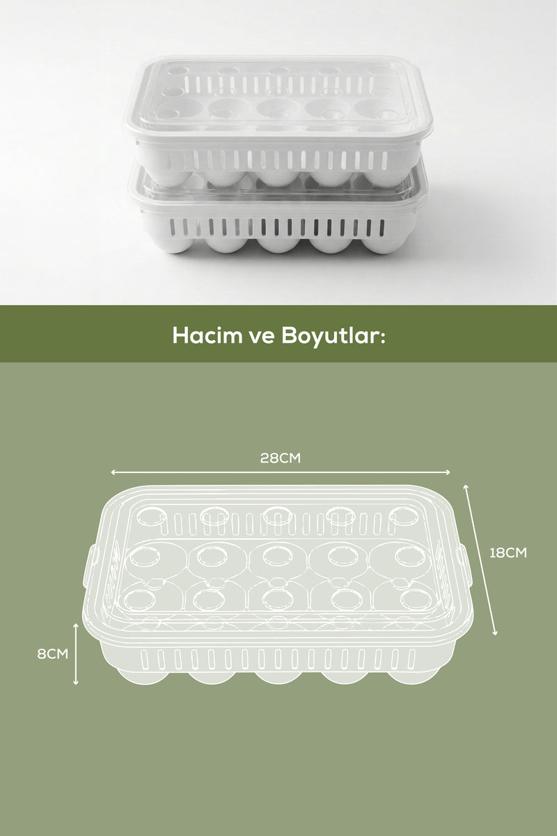 Lot de 2 Boîtes de Rangement pour 30 Œufs avec Couvercle Transparent – Organisateur de Réfrigérateur