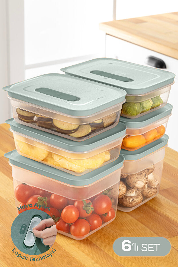 Lot de 6 Boîtes de Conservation pour Fruits et Légumes avec Aération