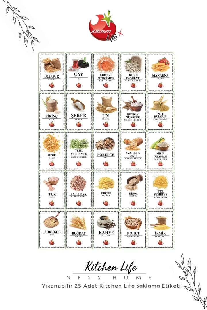 <tc>طقم 25 ملصق قابل للغسل لعلب التخزين والتوابل</tc>