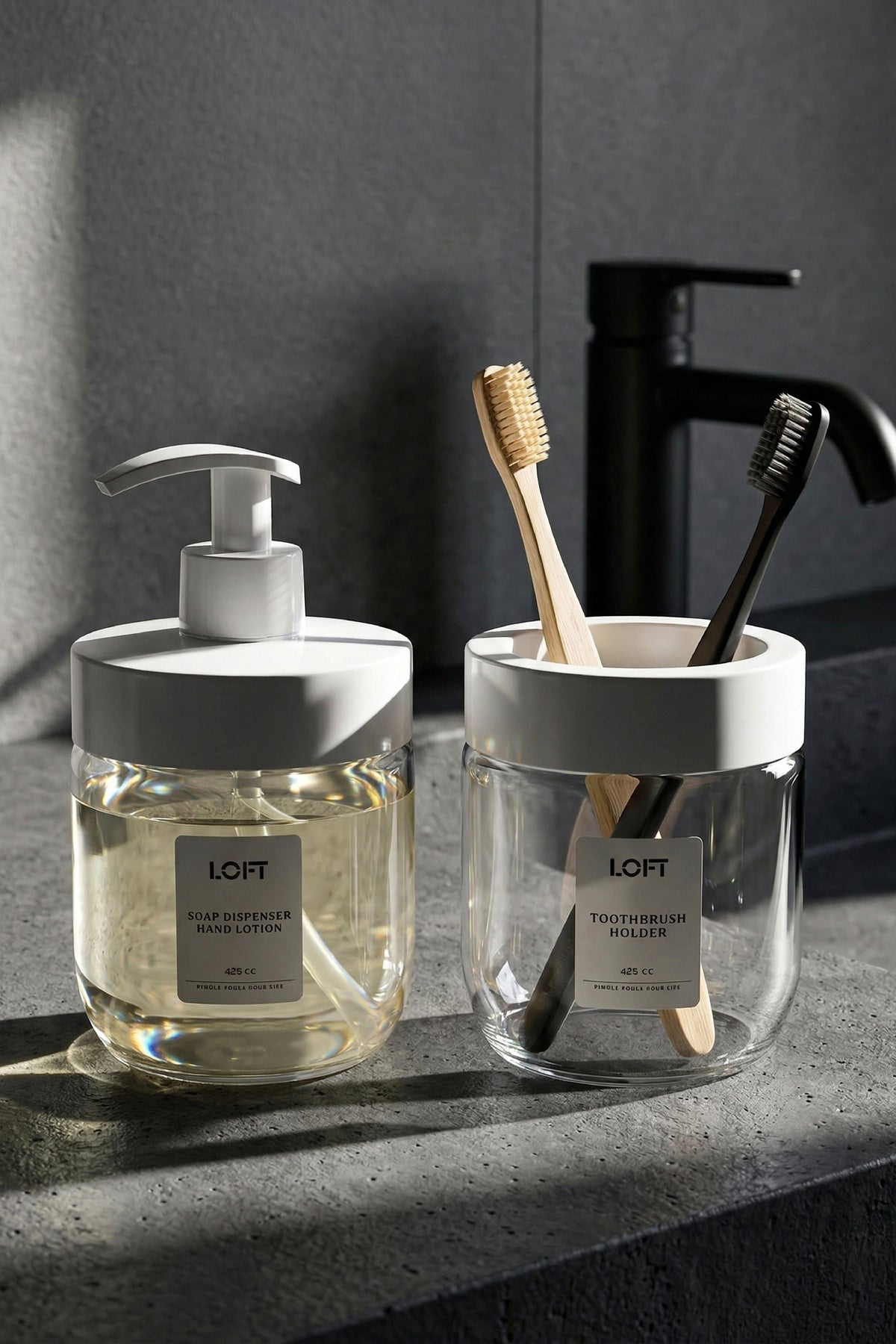 Set de Salle de Bain en Verre 2 Pièces 425 ml