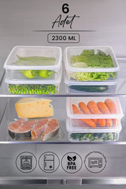Set de boîtes de conservation pour réfrigérateur et micro-ondes 6 pièces 2300 ml – organisateur pratique pour cuisine