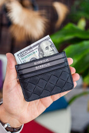 Cape Hakiki Deri Örgü Desenli Ince Unisex Siyah Kartlık - Justyol