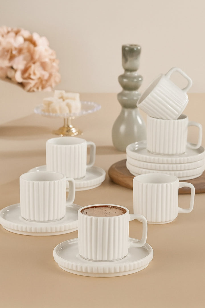 Service à Café Saturn en Porcelaine 12 Pièces pour 6 Personnes