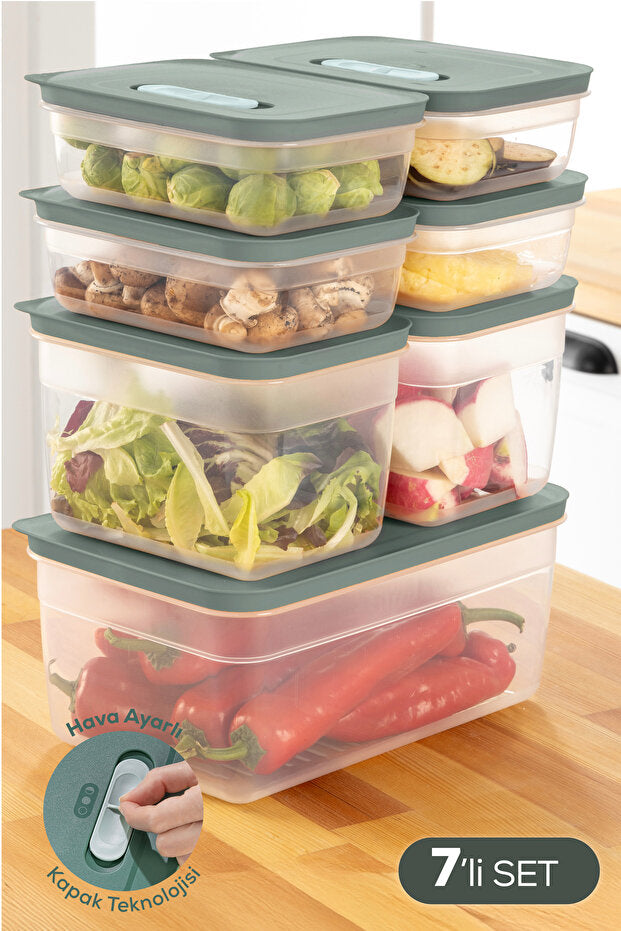 Lot de 7 Boîtes de Conservation pour Fruits et Légumes avec Aération