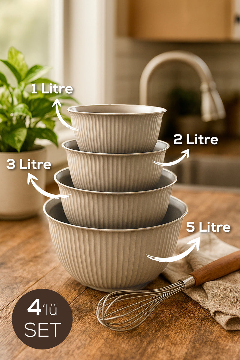 Set de 4 Bols de Cuisine Multifonctions avec Couvercles – 1 L, 2 L, 3 L et 5 L